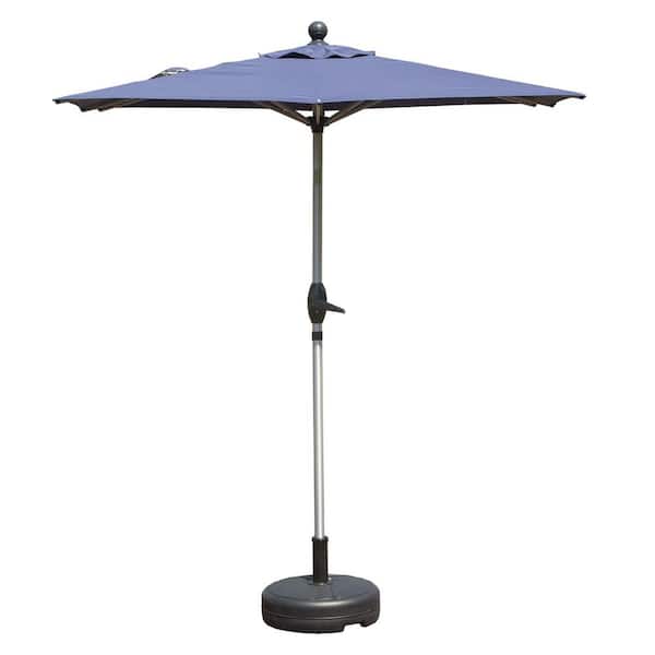 4 ft. Steel Push-Up Patio Umbrella in Emerald Coast Navy Blue