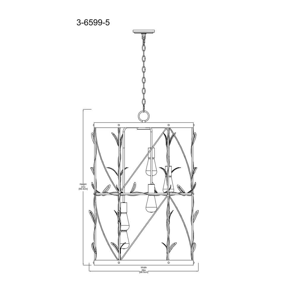 Lexington Burnished Brass 5-Light Pendant with Trellis Design