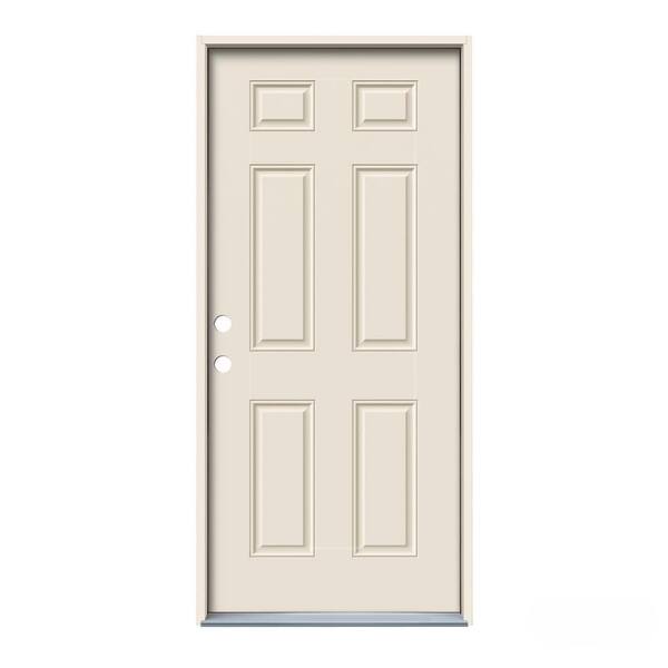 JELD-WEN 36 in. x 80 in. Primed 6-Panel Right-Hand Inswing Fiberglass Prehung Front Door