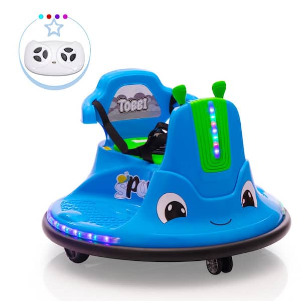TOBBI 12-Volt Kids Bumper Car with Remote Control and LED Light, Blue