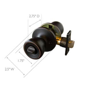 Terrace Oil Rubbed Bronze Privacy Bed/Bath Door Knob with Universal 6-Way Latch