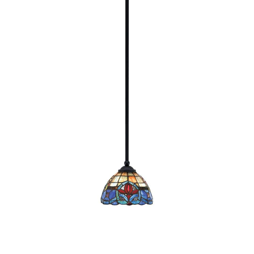 Clevelend 100-Watt 1-Light Black Pendant Mini Pendant Light with Sierra ...