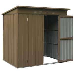 6 ft. W x 4 ft. D Outdoor Metal Shed Waterproof Tool Storage House with Lockable Double Door, Brown (24 sq. ft.)