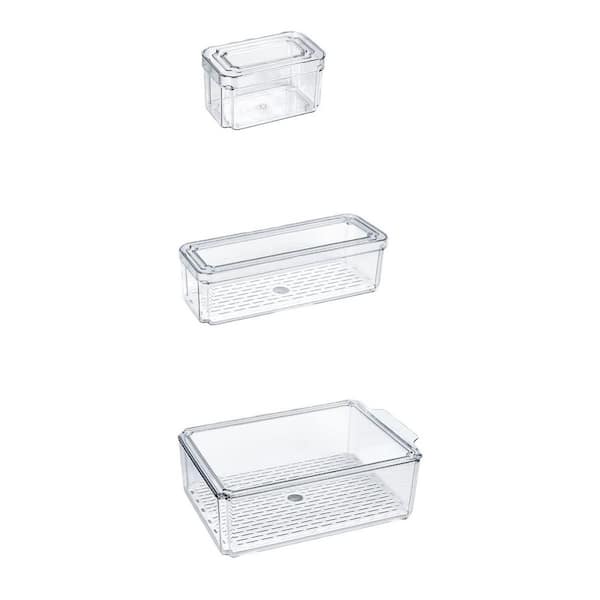 Stackable Refrigerator Organizer Bins with Lids, Clear Fridge Storage Containers for Food, 14-Pack