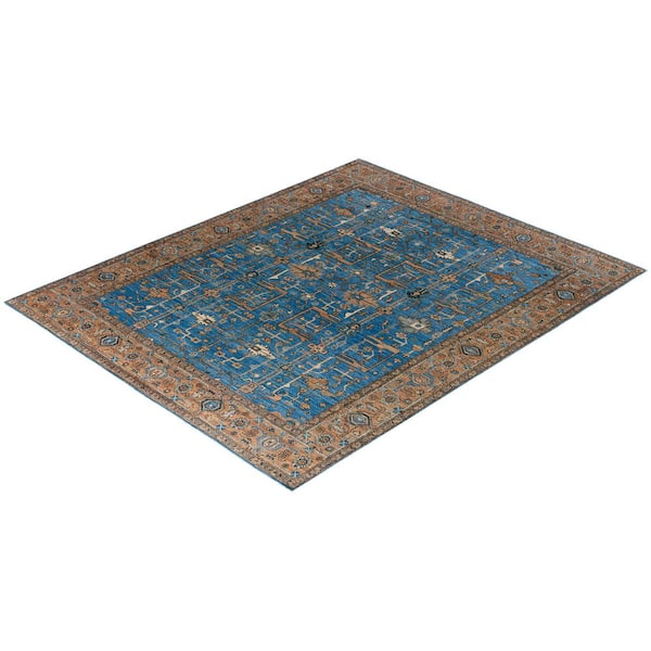 Serapi Light Blue 8 ft. x 10 ft. Tribal Wool Indoor Area Rug