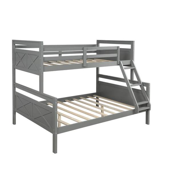 Full Bunk Bed With Ladder Bwm000118e, Gray Bunk Beds Twin Over Full