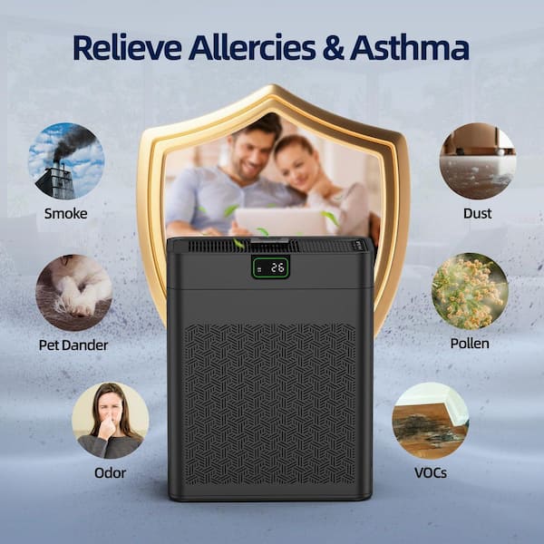 1100 sq. ft. H13 HEPA Personal Air Purifier in Black, with PM2. 5 Sensor, 25dB Sleep Mode, Activated Carbon, Ozone-Free