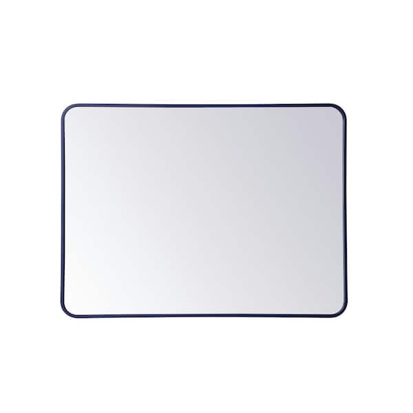 Unbranded Timeless Home 40 in. H x 30 in. W Blue Modern Soft Corner Rectangular Wall Mirror