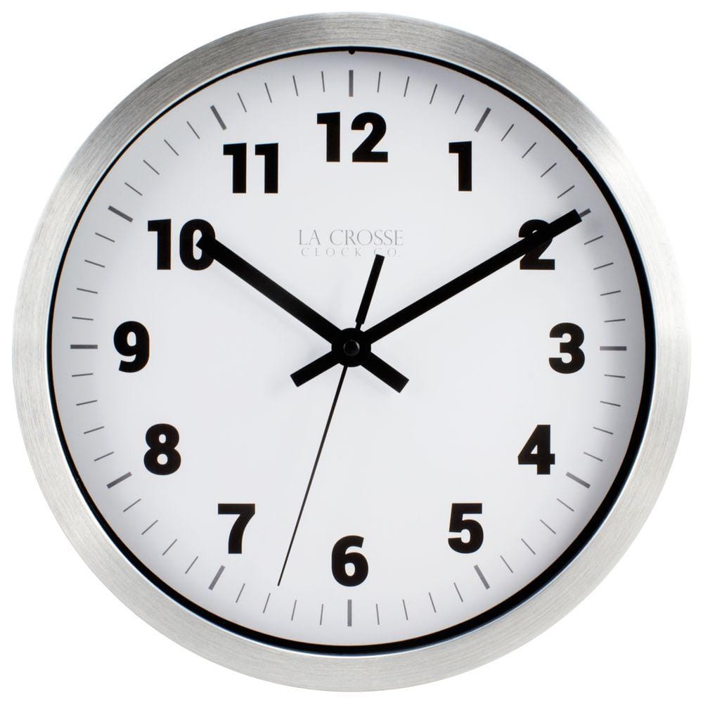 10'' Silver Aluminum Round Analog Wall Clock