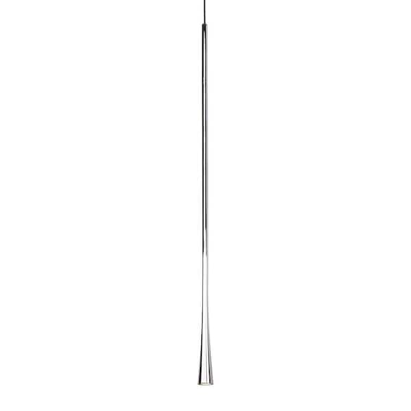 KUZCO Taper 32 in. 1 Light 7-Watt Chrome Integrated LED Pendant Light