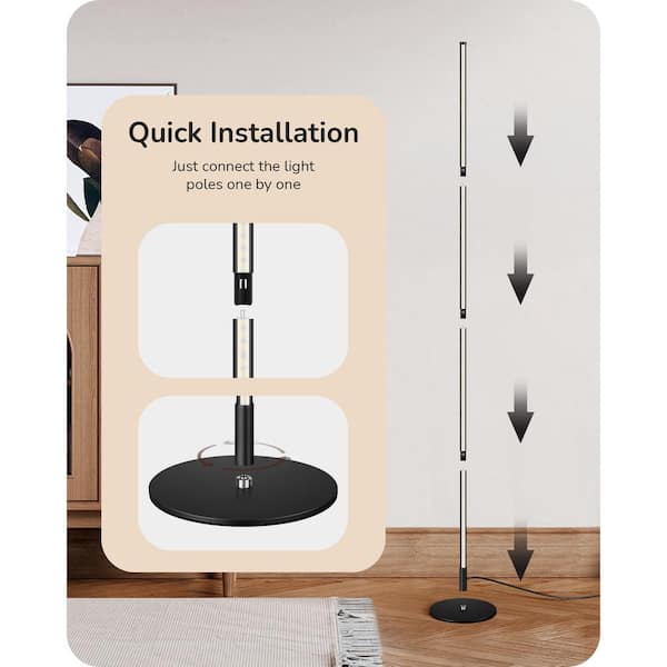 EDISHINE 57 in. Black Dimmable LED Tripod Floor Lamp for