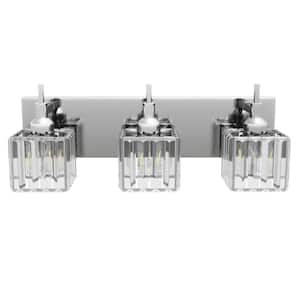 Modern 19.88 in. 3-Lights Bathroom Vanity Light Over Mirror Wall Lamp with Crystal Shade