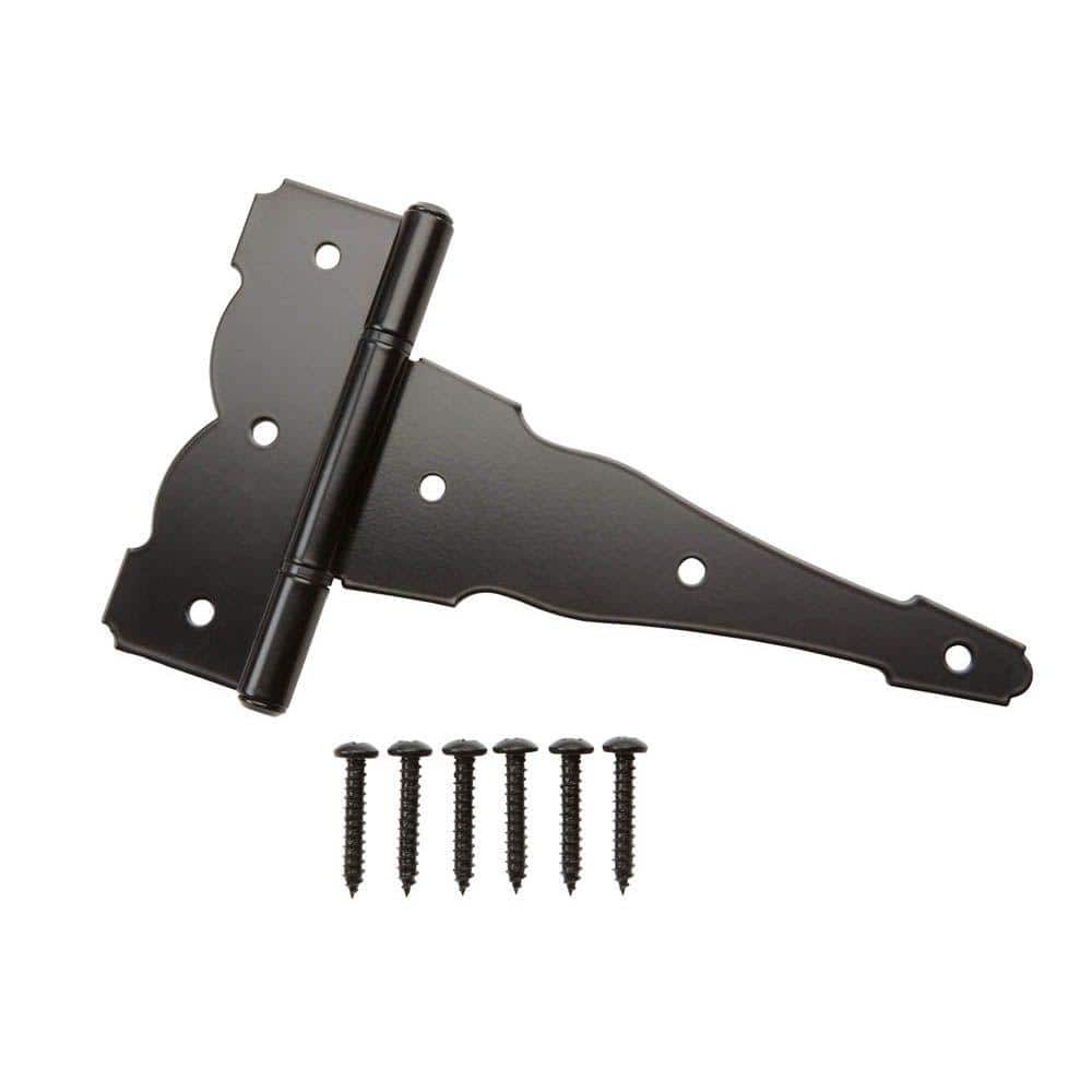 Everbilt 8 in. x 5-1/2 in. Black Decorative Gate Tee Hinge 15032 - The Home  Depot