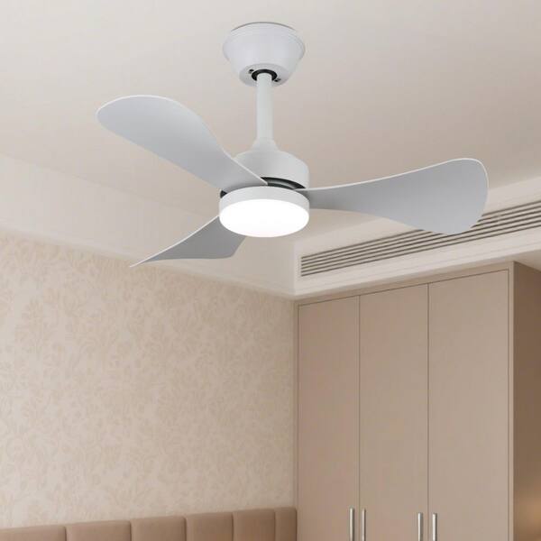 Keazile 28 in. White Modern Downrod Mount Ceiling Fan with LED