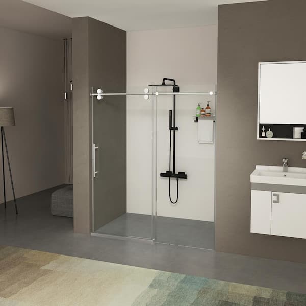 Victoria 56-60 in. W x 76 in. H Sliding Frameless Shower Door in Chrom Finish with Clear SGCC Tempered Glass