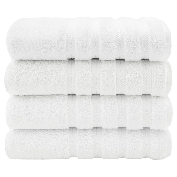 American Soft Linen Bath Towel Set, 4-Piece 100% Turkish Cotton Bath Towels,  27 x 54 in. Super Soft Towels for Bathroom, White Ed-4Bath-White2-E131 -  The Home Depot
