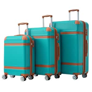 Green Lightweight 3-Piece Expandable ABS Hardshell Spinner 8 Wheels  20"  24"  28" Luggage Set with TSA Lock, Bumpers