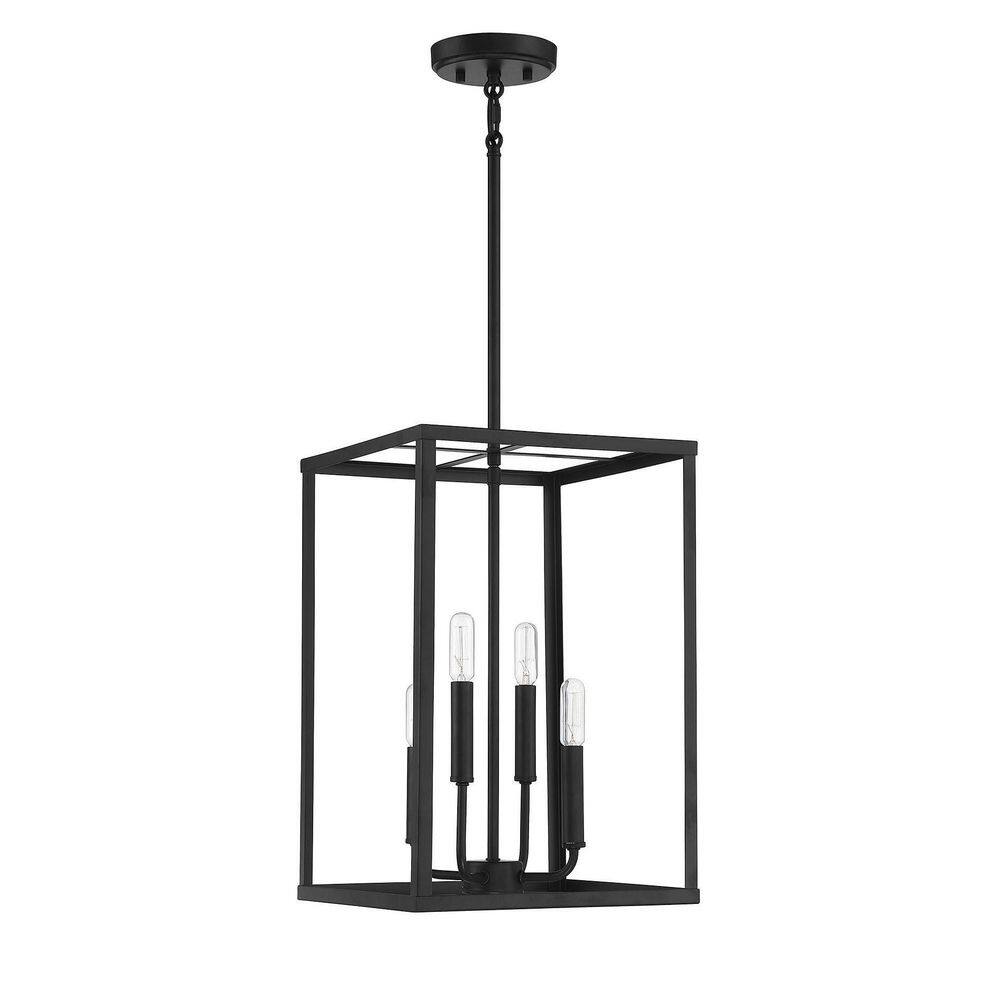 Geometric Matte Black 4-Light LED Compatible Pendant