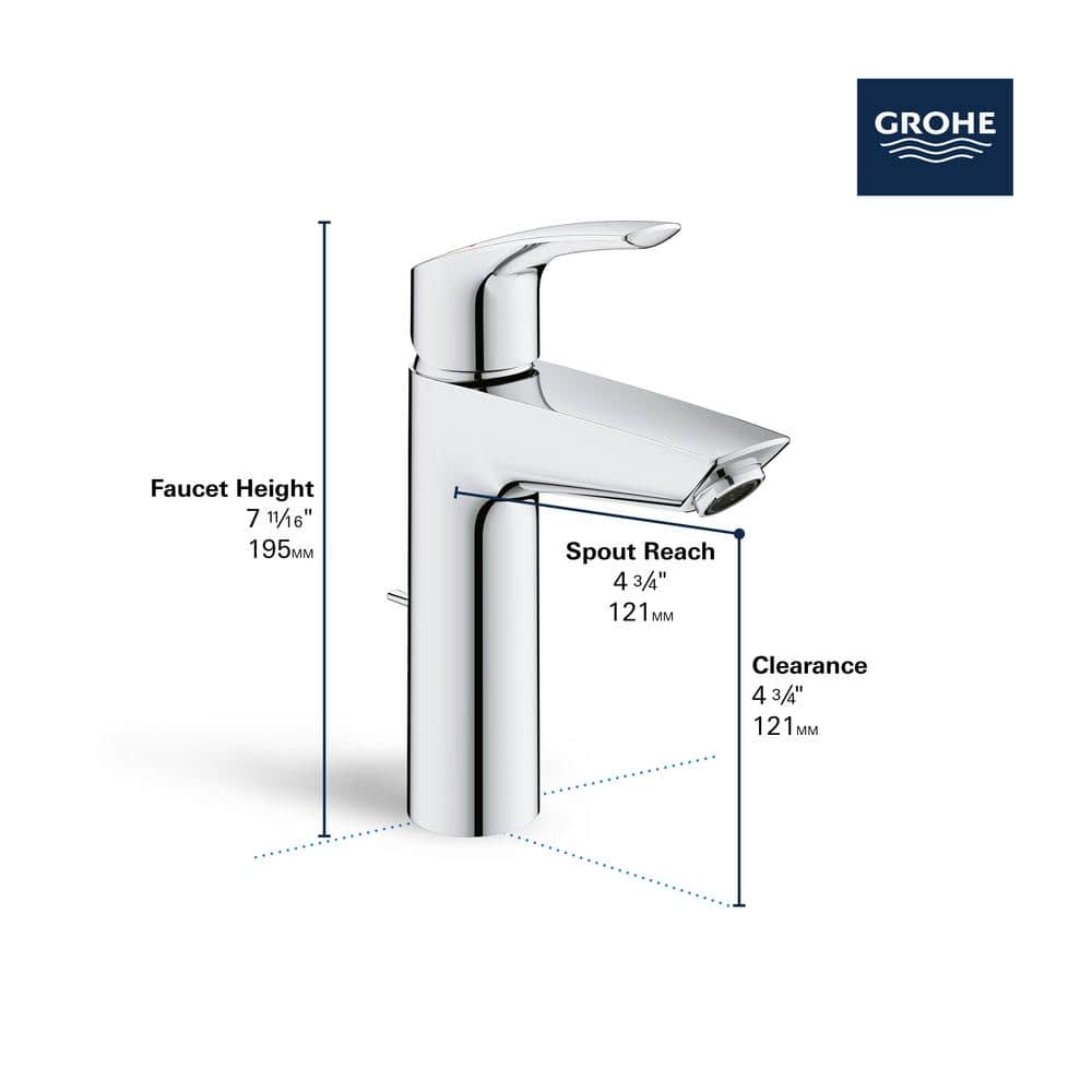 Chrome Single-Handle Bathroom Faucet with Drain Assembly