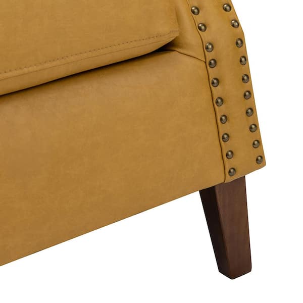 JAYDEN CREATION Gianluigi Yellow Vegan Leather Armchair with Rolled Arms  and Nailhead Trim CHWH0413-YEL - The Home Depot