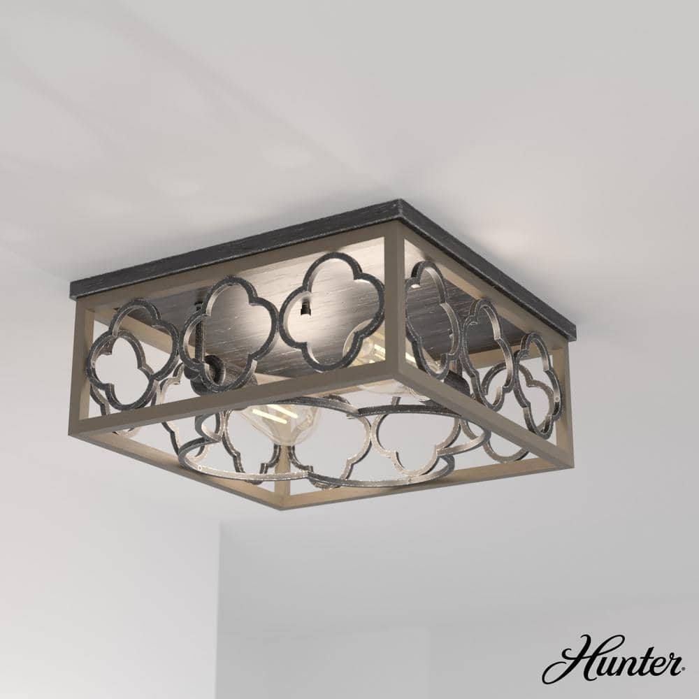 Gablecrest 14" French Oak Aluminum Flush Mount Light