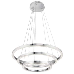 Elan Opus Integrated LED Chrome Contemporary Shaded Dining Room Pendant Hanging Light