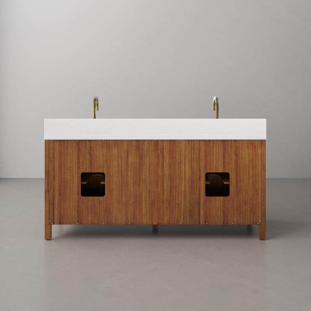 Sequoia 72-Inch Double Sink Mango Wood Bath Vanity with White Quartz Top