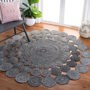 Cape Cod Charcoal 4 ft. x 4 ft. Braided Circles Round Area Rug