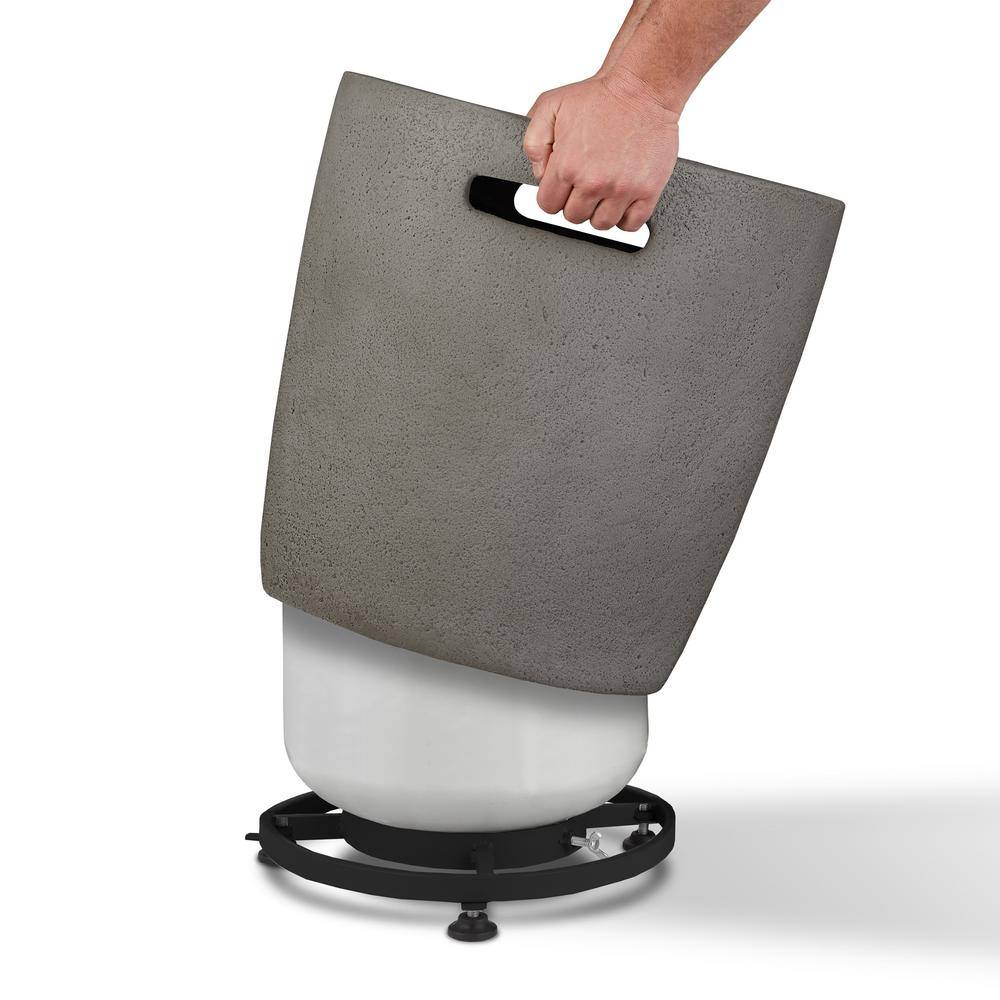 Gray Fiber-Cast Concrete Propane Tank Cover with Steel Frame