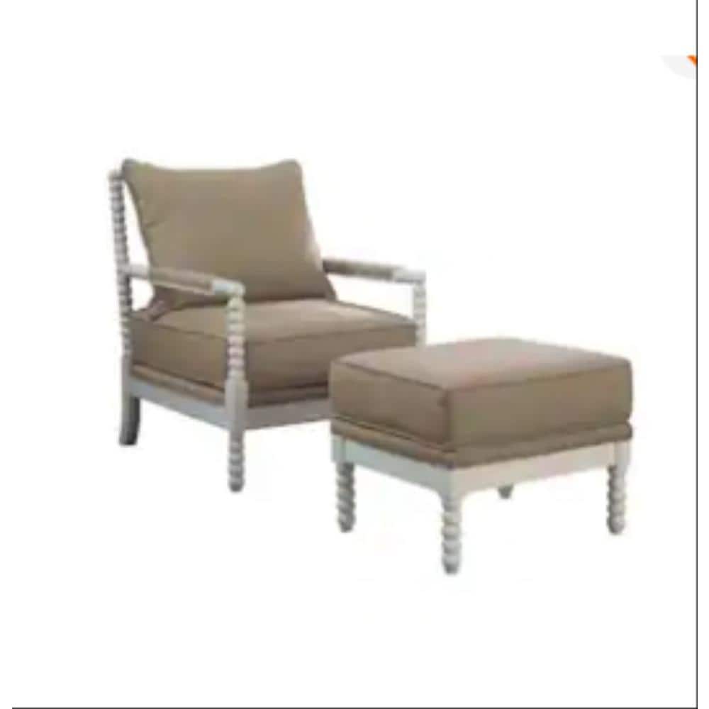 JEAREY Outdoor Single Chair with Ottoman in Beige