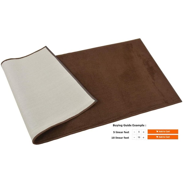 Euro Solid Brown 32 in. Width x Your Choice Length Custom Size Runner Rug
