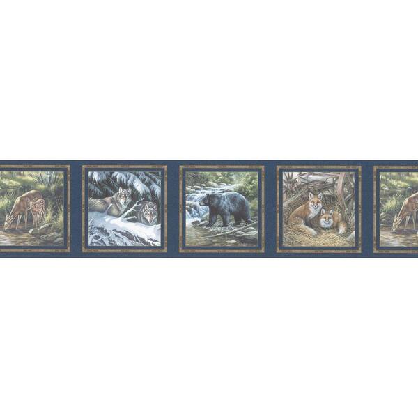 Brewster Multi Color Animal Scene Wallpaper Border Sample