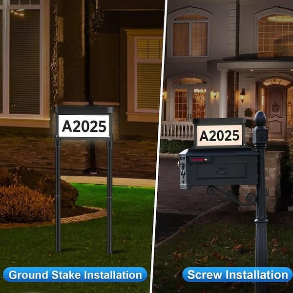 3 in. x 11 in. Black Plastic Solar Address Sign Light Garden Stake