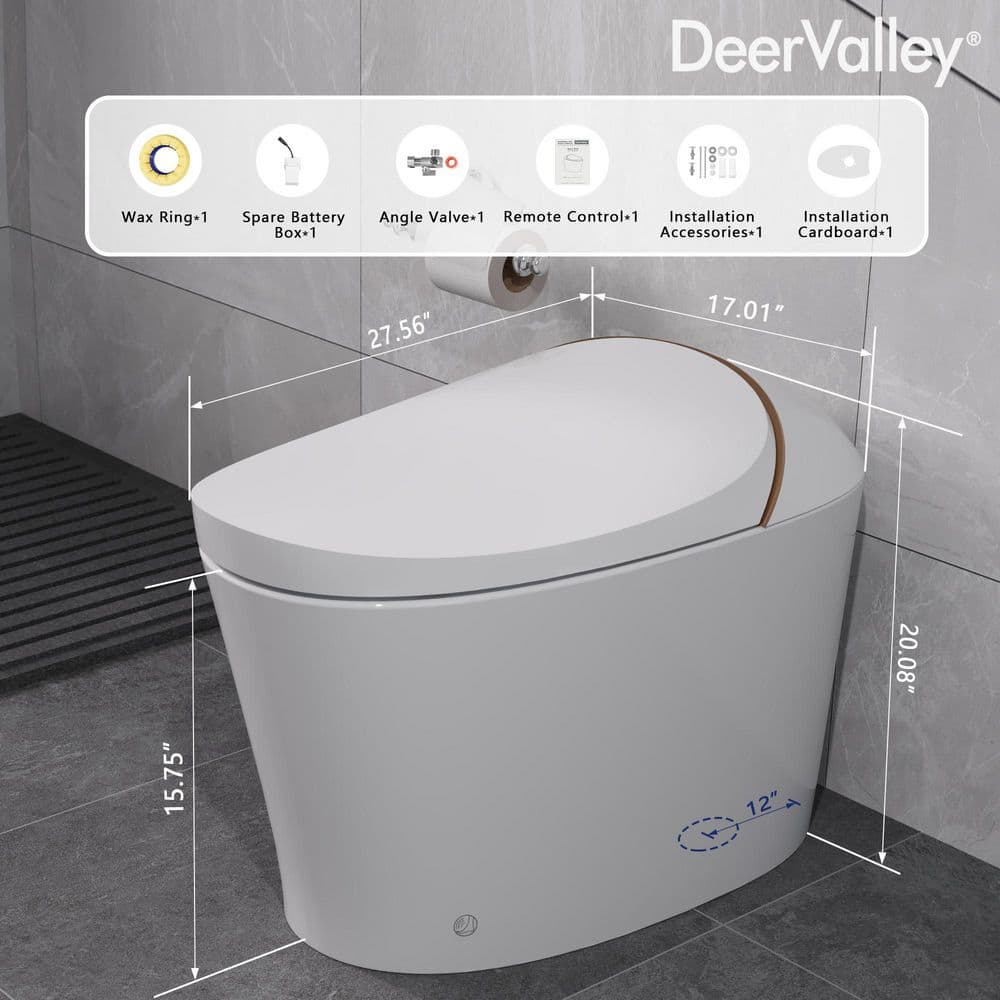 White Tankless Smart Elongated Toilet with Heated Seat