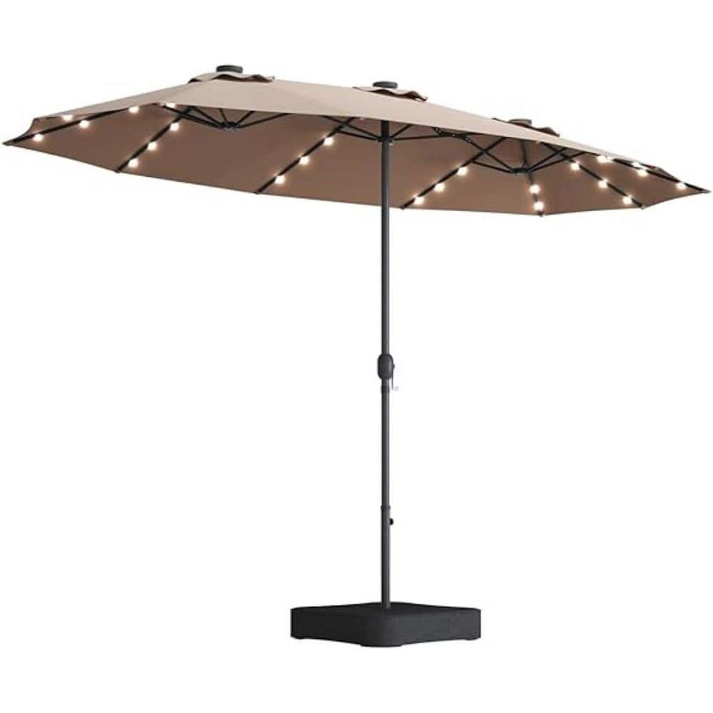 Large Double-Sided Rectangular Outdoor Twin 15 ft. Market Solar Patio Umbre