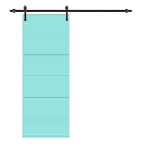 Modern Classic Series 30 in. x 80 in. Mint Green Stained Composite MDF Paneled Sliding Barn Door with Hardware Kit