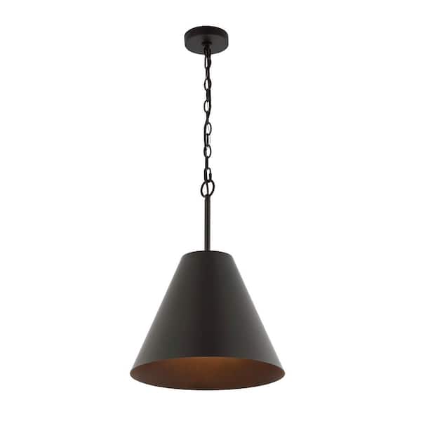 Jenner 4-Watt 1-Light Black Pendant Light with Metal Shade