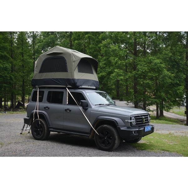 4.8 ft. x 7.2 ft. Black+Green Inflatable Roof Top Truck Roof Tent Camping for 2 Person, Car SUV Roof