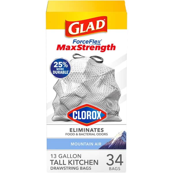 13 Gal. ForceFlex MaxStrength with Clorox Tall Kitchen Drawstring Mountain Air Trash Bags (34-Count)