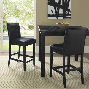 Laurel 5-Piece Transitional Black Counter Height Dining Set with Faux Marble Table Top