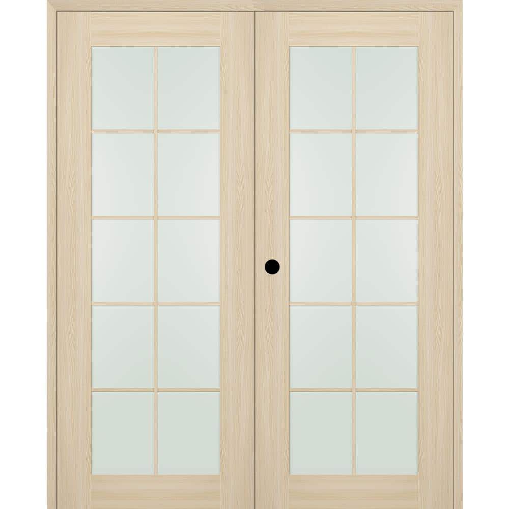 Vona 56 in. x 84 in. 10-Lite Right Hand Active Frosted Glass Loire Ash Wood Composite Double Prehung French Door price history on PriceWatchPro