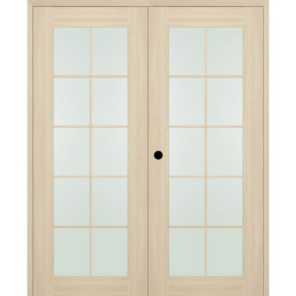 Belldinni Vona 72 in. x 96 in. 10-Lite Right Hand Active Frosted Glass Loire Ash Wood Composite Double Prehung French Door