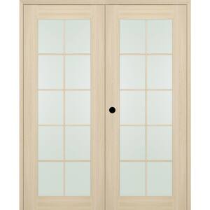 Vona 60 in. x 80 in. 10-Lite Right Hand Active Frosted Glass Loire Ash Wood Composite Double Prehung French Door