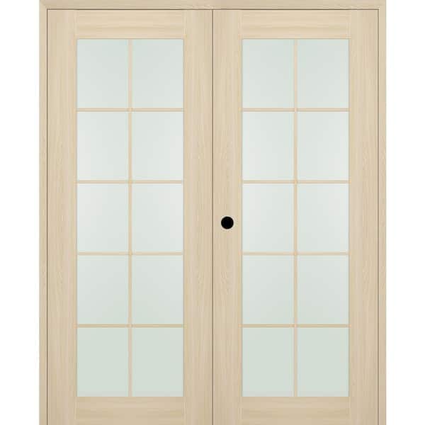 Belldinni Vona 60 in. x 80 in. 10-Lite Right Hand Active Frosted Glass Loire Ash Wood Composite Double Prehung French Door