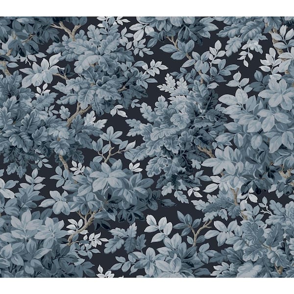 A-Street Prints Greenwood Dark Blue Deciduous Wallpaper Sample