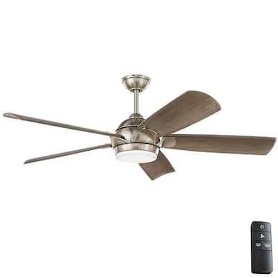 Camrose 60 in. White Color Changing Integrated LED Brushed Nickel Indoor Ceiling Fan with Light Kit and Remote Control