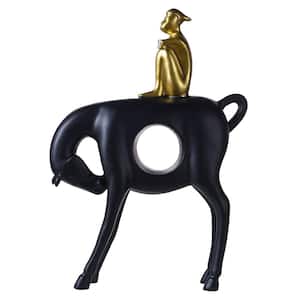 Dann Foley - Herdsman Sculpture - Matte Black Resin Mold - Gold Accent
