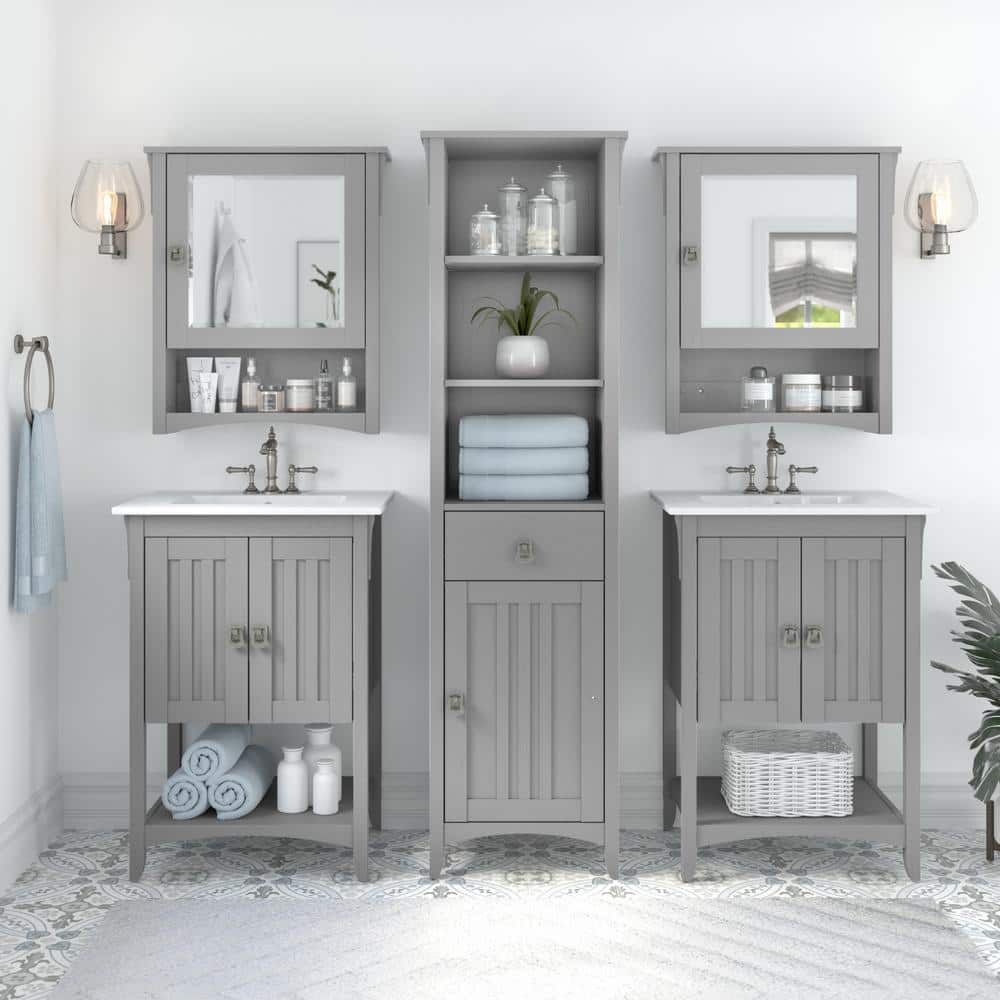 Cape Cod Gray Over The Toilet Storage Cabinet with Adjustable Shelves