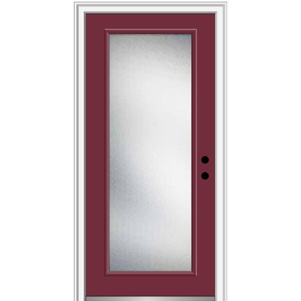 MMI Door 32 in. x 80 in. Micro Granite Left-Hand Inswing Full Lite Decorative Painted Fiberglass Smooth Prehung Front Door