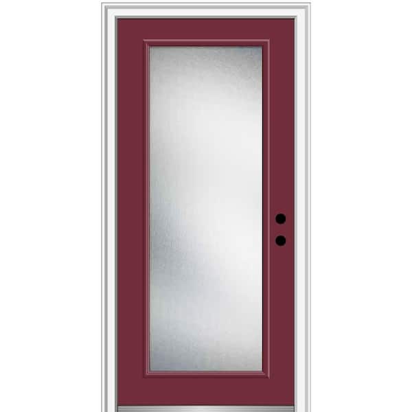 MMI Door 32 in. x 80 in. Micro Granite Left-Hand Inswing Full Lite Decorative Painted Fiberglass Smooth Prehung Front Door